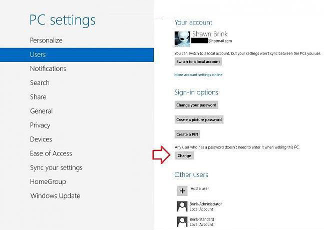 turn on password protection on wake up in windows 8