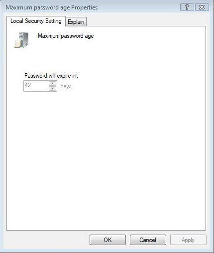 change maximum password age in windows 8