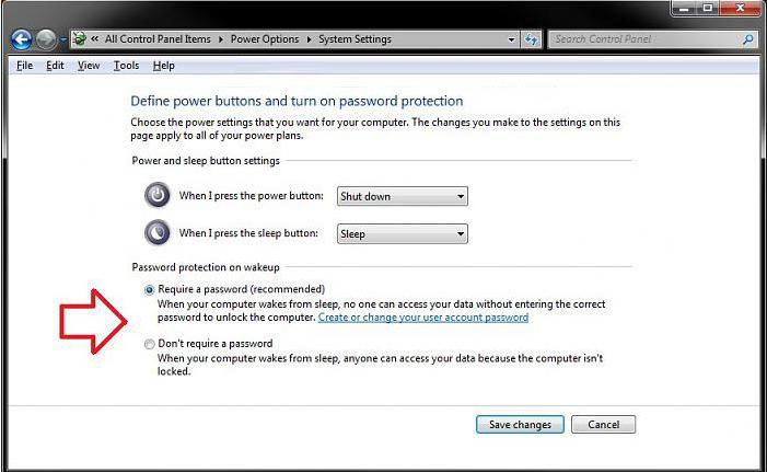 disable password protection on wakeup in windows 7