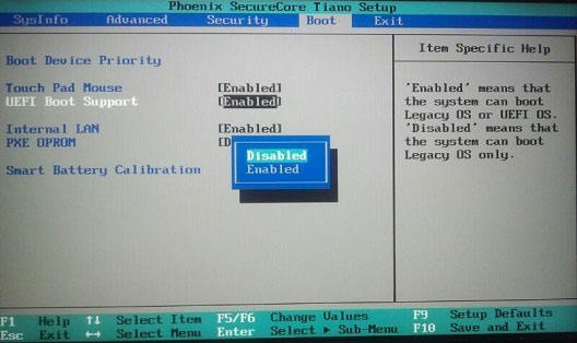 phoenix bios uefi boot tab