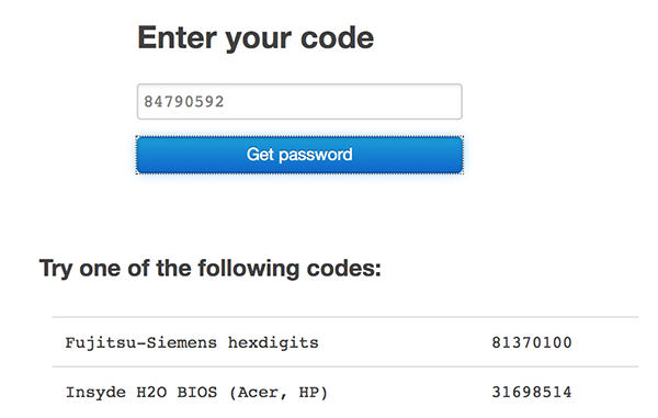 possible passwords