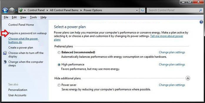 disable password protection on wakeup in windows 8