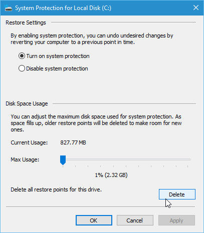 configure system restore
