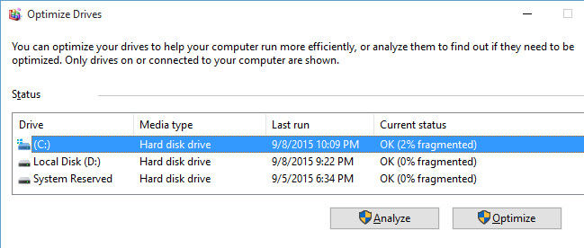 optimize drive