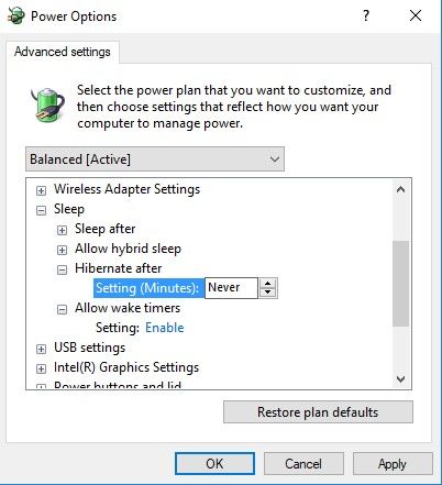 power options
