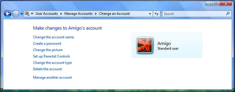 change vista password