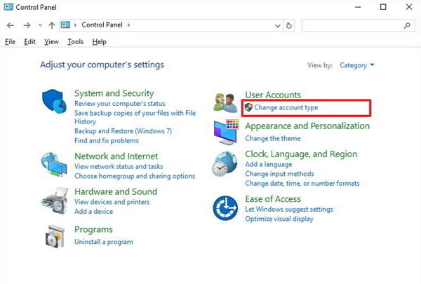 control panel Windows 10