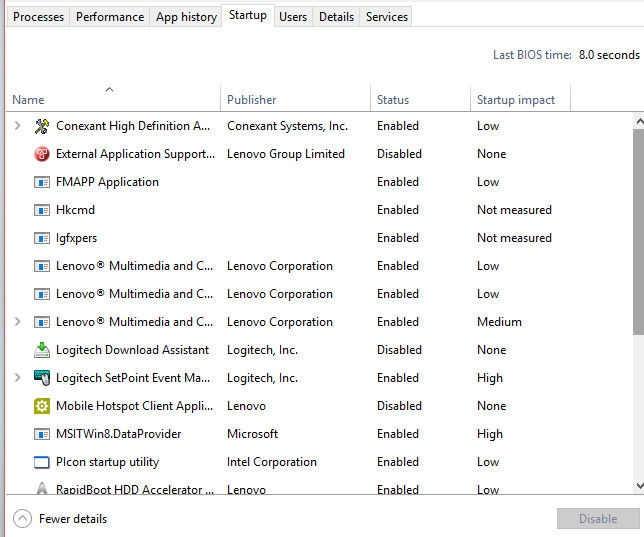 disable startup application