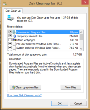 disk cleanup window
