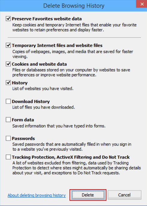 check and delete web browser history in windows 10 edge