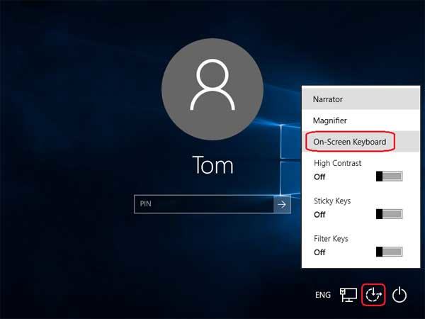 on-screen keyboard