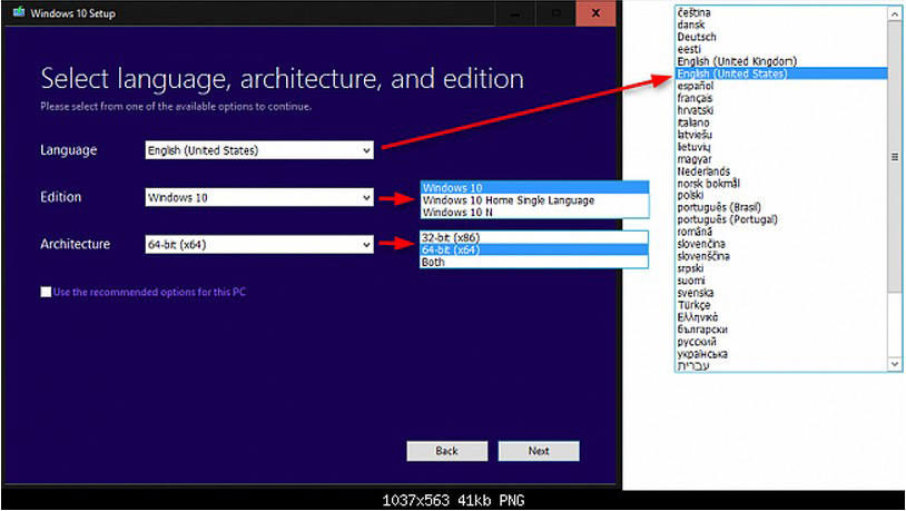 the way to download windows 10 iso files