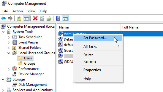 set password