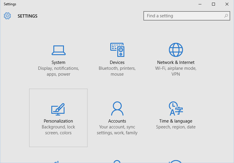 settings personalization