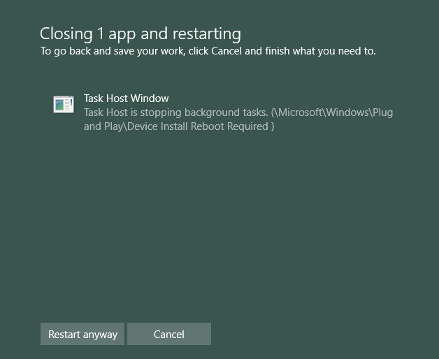 Task host Window. Task host Windows 10. Reboot required. Окошко task host Windows.