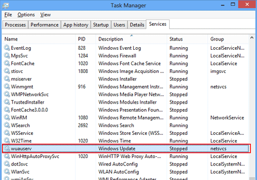 task manager wuauserv