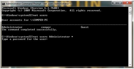 reset windows 7 password cmd