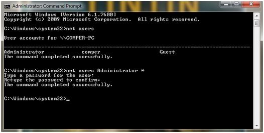 windows 7 administrator password reset