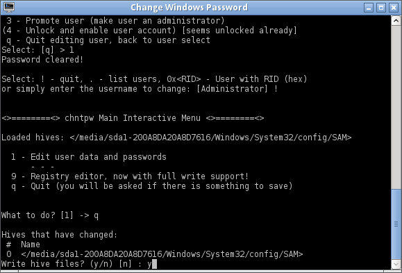 confirm password removal