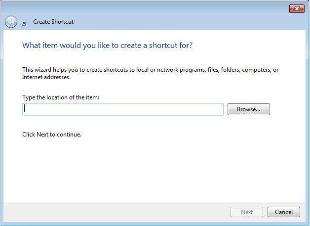 create a password reset wizard shortcut in windows 7