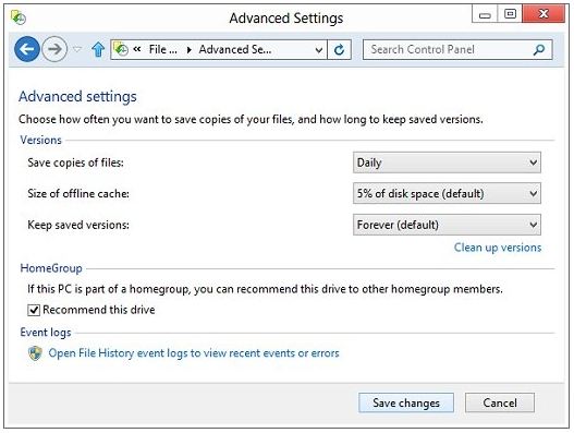 how to backup files with file history