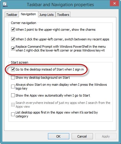 boot to desktop in windows 8.1