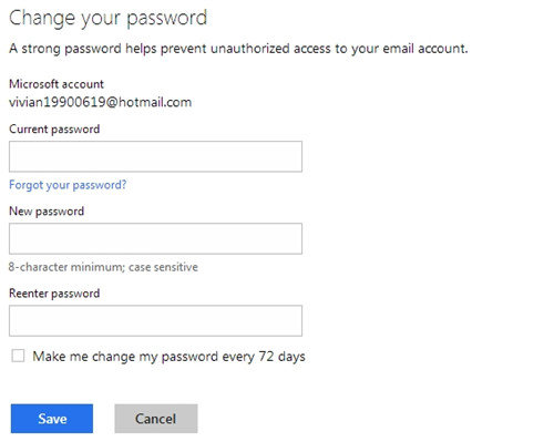 microsoft account new password