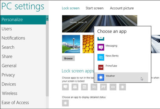 how to configure windows 8 lock screen Apps