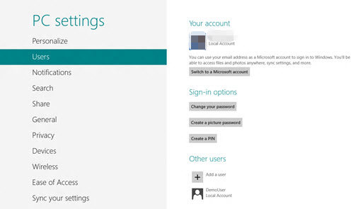 switch to a microsoft account in windows 8