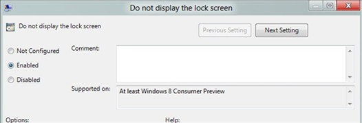 how to disable windows 8 lock screen