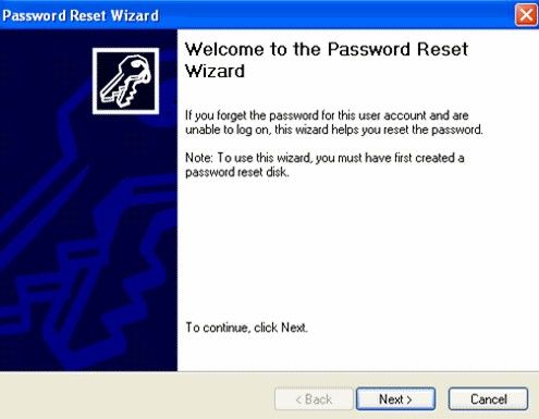 reset password wizard windows 8