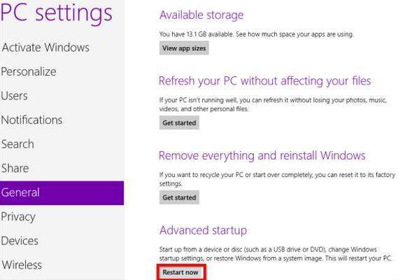 access bios in windows 8