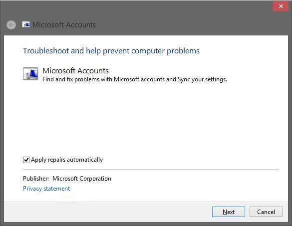 fix microsoft account issues in windows 8.1
