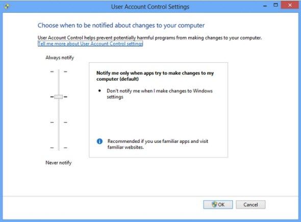 disable windows 8 uac settings