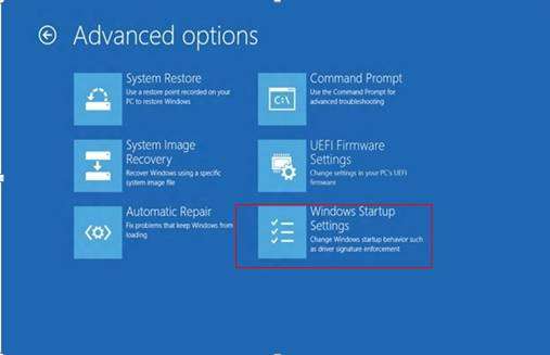 windows 8 startup settings