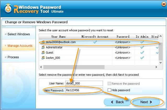 change the windows password successfully