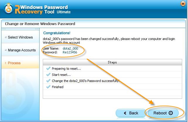 reset a password to log on windows